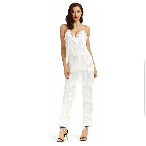 lace tassel jumpsuit